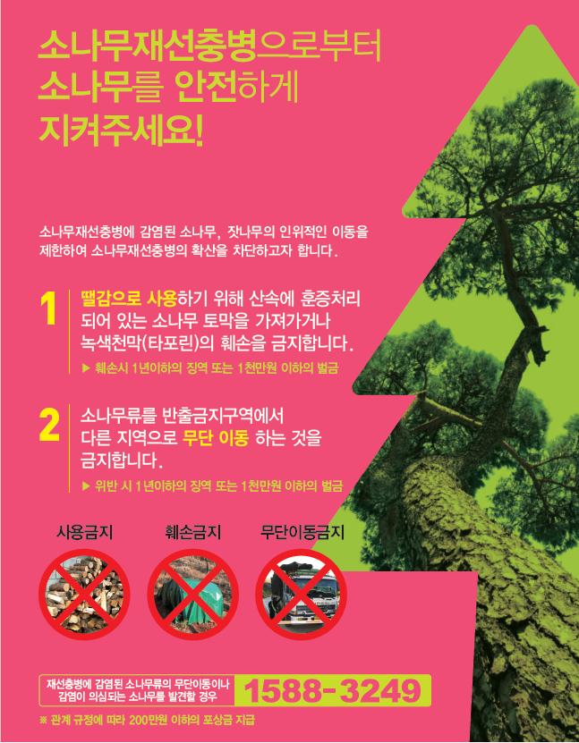 남해군, 소나무류 무단이동 금지 홍보