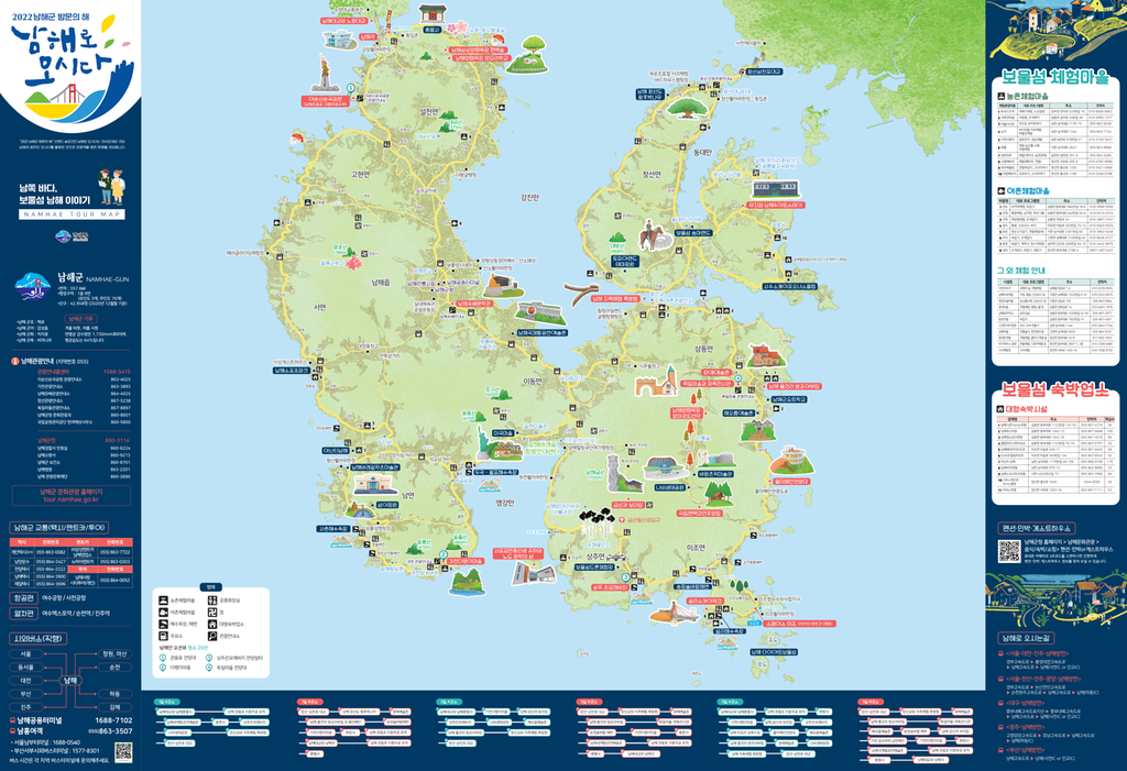 2021년 11월 1일에 제작한 남해군 관광안내 지도입니다.