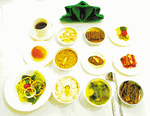 남해대학이 남해향토음식개발 프로젝트 시식회에서 선보인 음식들.